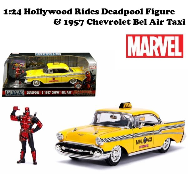 1 24 Hollywood Rides Deadpool TAXI with Figure デッドプールミニカー マーベル イエローキャブ
