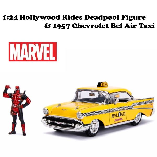 1 24 Hollywood Rides Deadpool TAXI with Figure デッドプールミニカー マーベル イエローキャブ