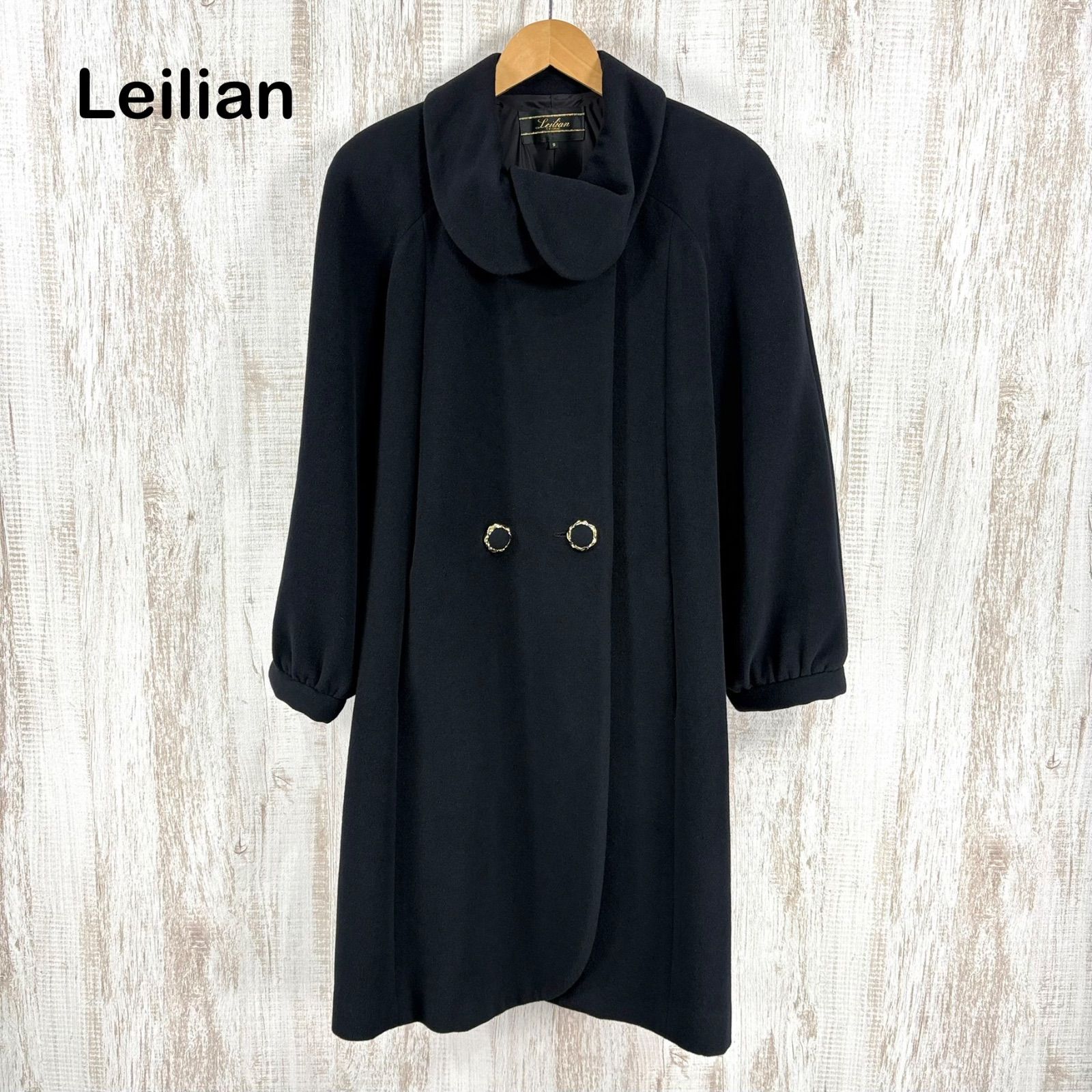 美品 Leilian レリアン アンゴラブレンド ウール100% フリルカラー A 