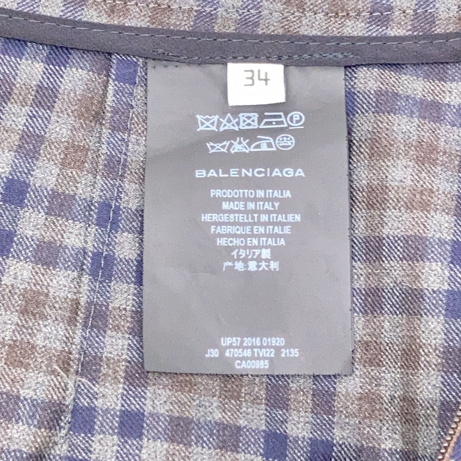 BALENCIAGA バレンシアガ ﾌﾞﾗｯｸ 470546 ﾁｪｯｸ柄 ｶｯﾃｨﾝｸﾞｽｶｰﾄ 34 - メルカリ 