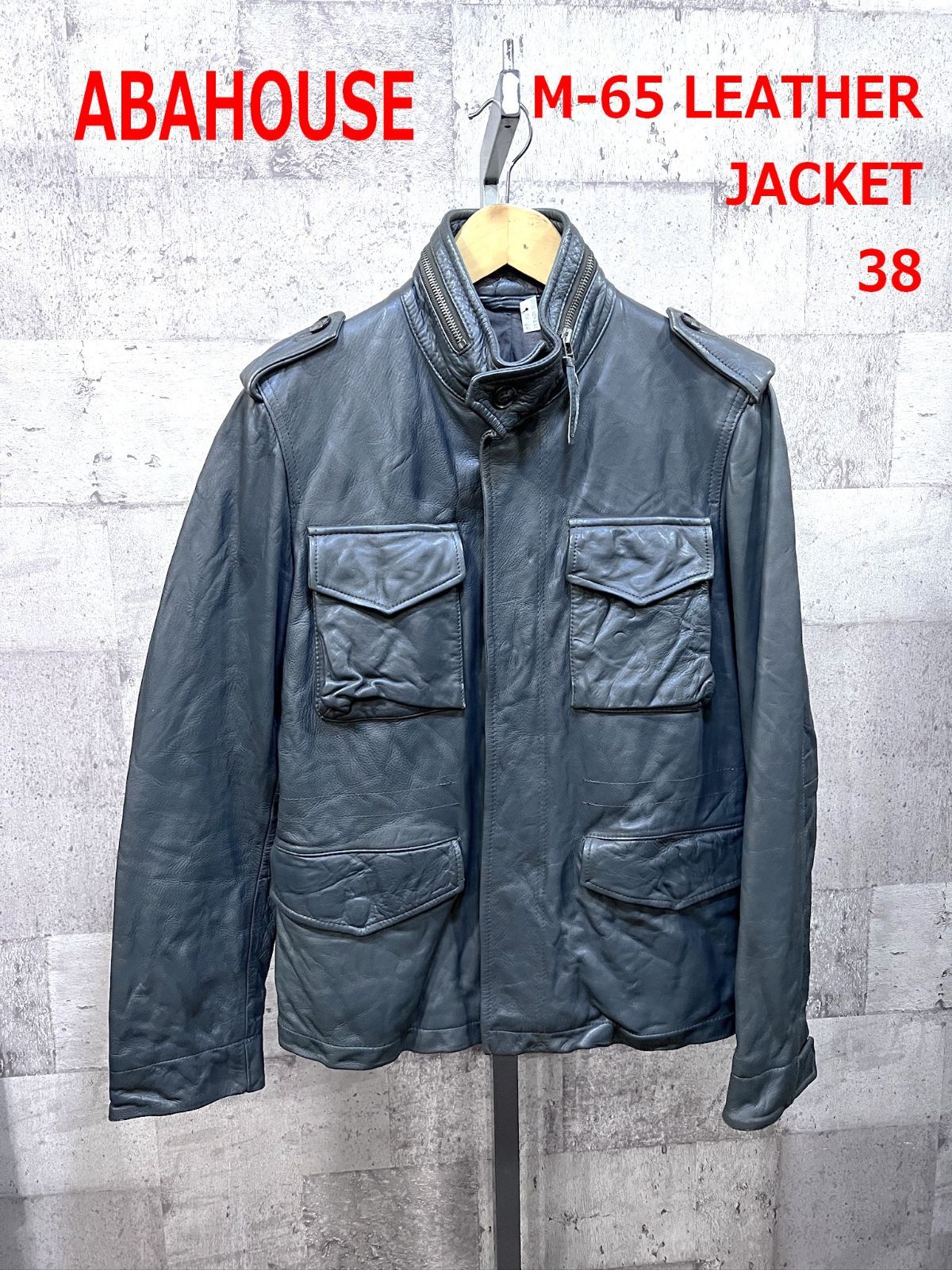 新作入荷，送料無料 ABAHOUSE M-65 レザージャケット グレー 38