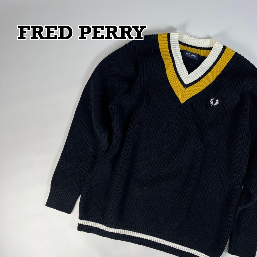 FRED PERRY チルデン ニット セーター ブラック L - メルカリ