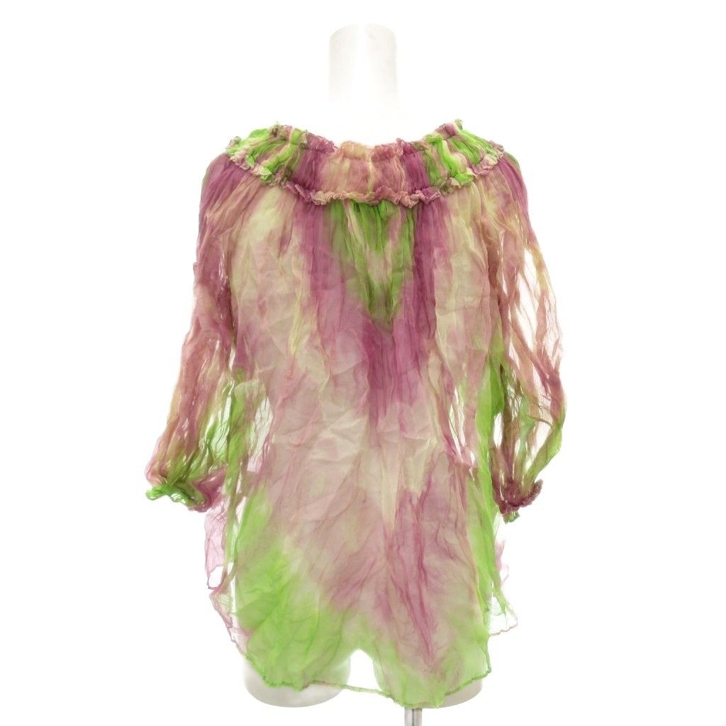 Blumarine*ブルマリン　シルク100%　シフォンスカート　フリル　38 ブルマリン Blumarine ブラウス 絹 シルク I38 マルチカラー タイダイ