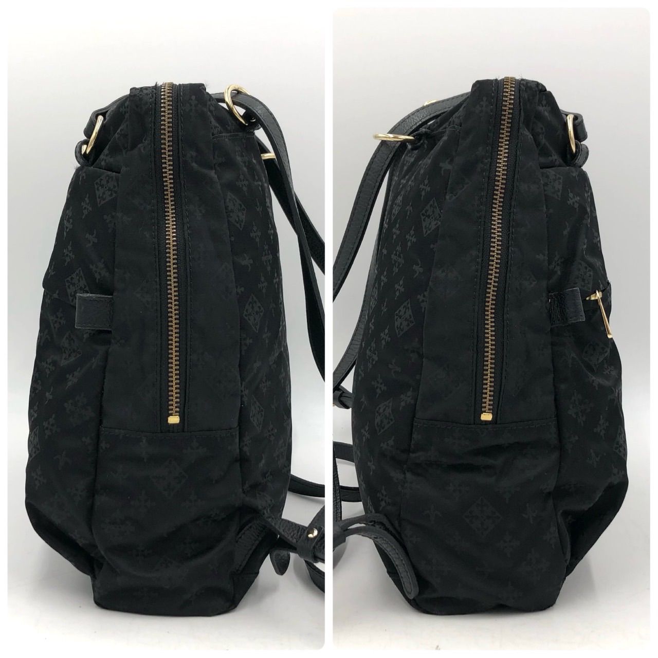 Russet ラシット リュック バックパック モノグラム ナイロン 本革 黒 