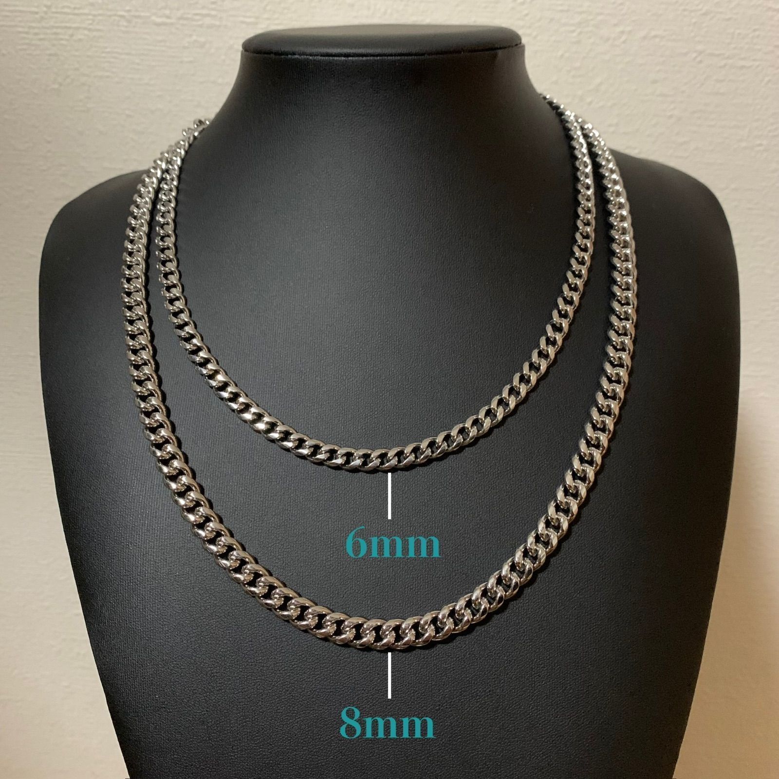 6mm×60cm 】シルバー 喜平 チェーンネックレス メンズ ステンレス 