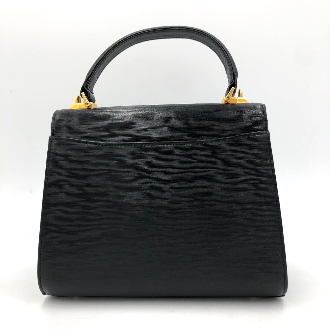 HANAE MORI ハナエモリ ハンドバッグ レザー 黒 サークルロゴ