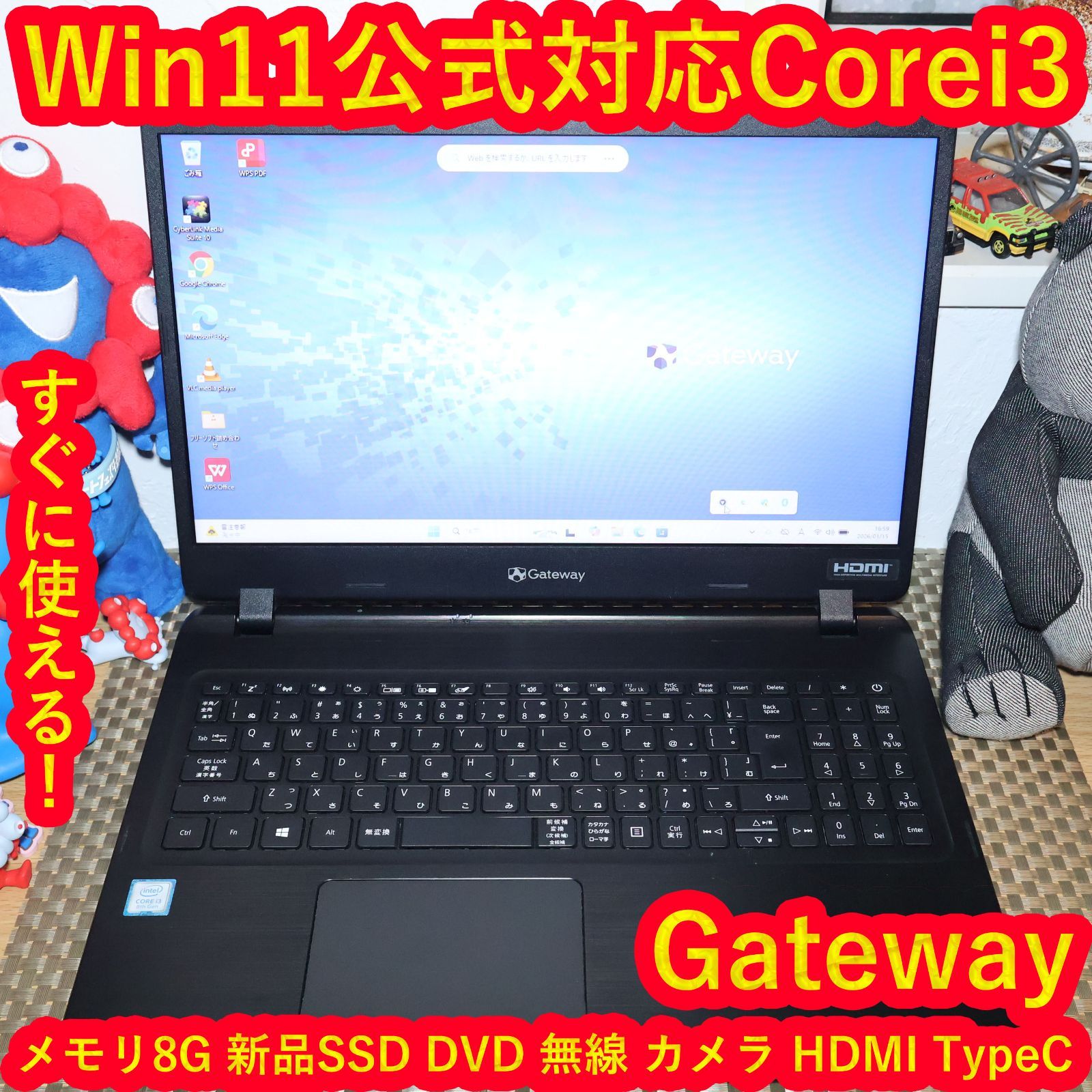 良品！Win11公式対応Corei3/メ8G/新品SSD/DVD/無線/カメラ - メルカリ