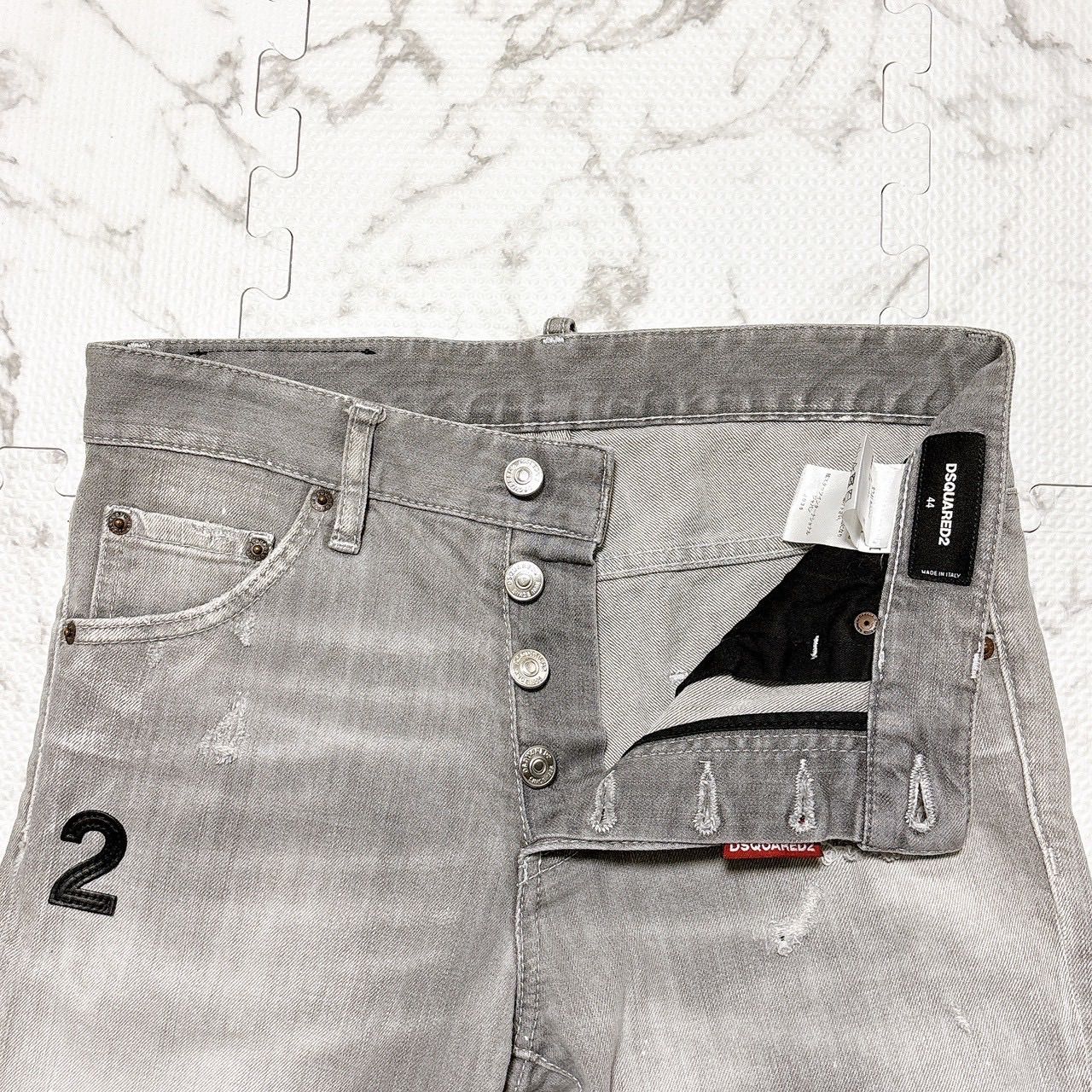 DSQUARED2 ディースクエアード グレーデニム パンツ 44 ダメージ加工 
