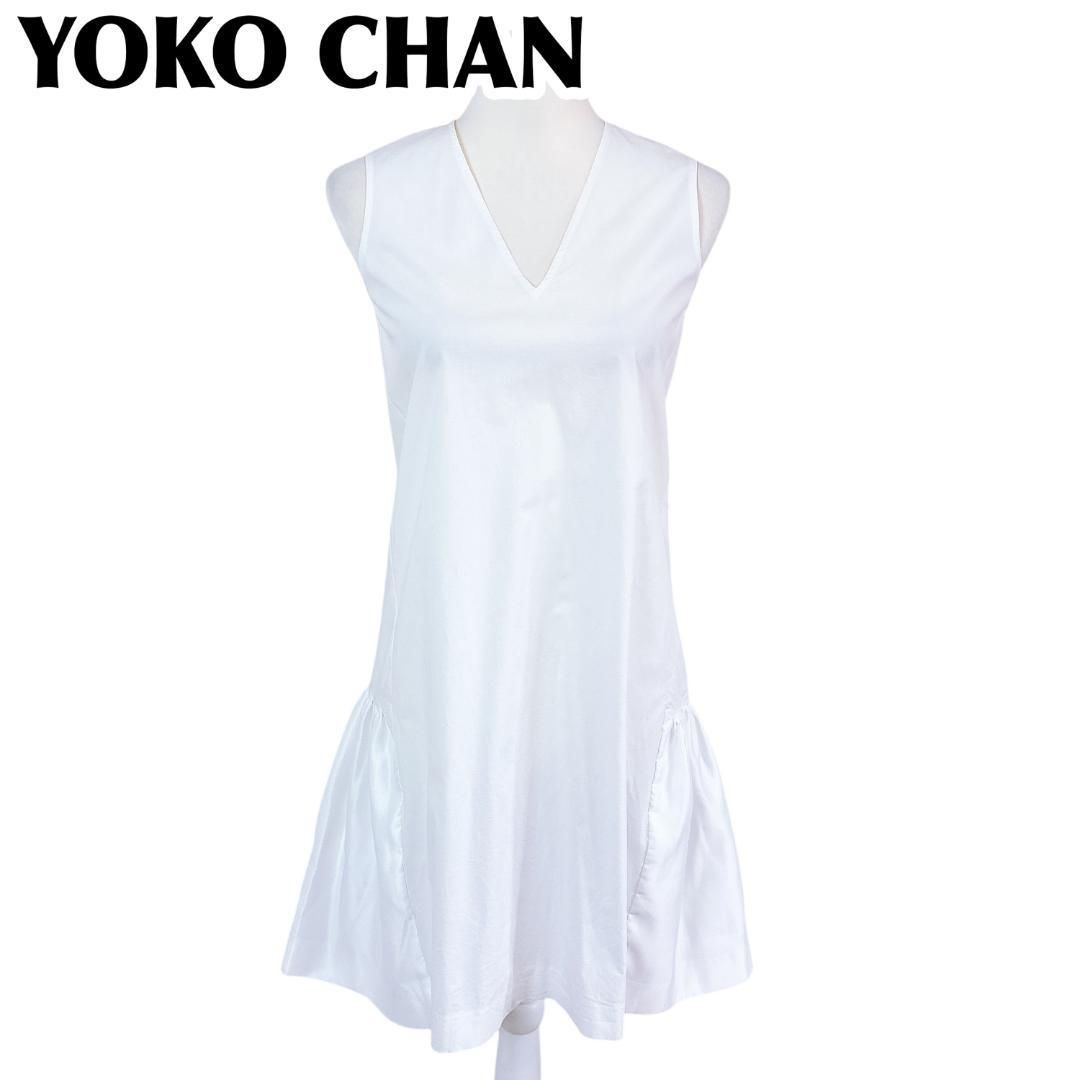 美品！YOKO CHAN ノースリーブVネックワンピース 38 美品】ヨーコチャン ノースリーブワンピース Vネック スカート 38