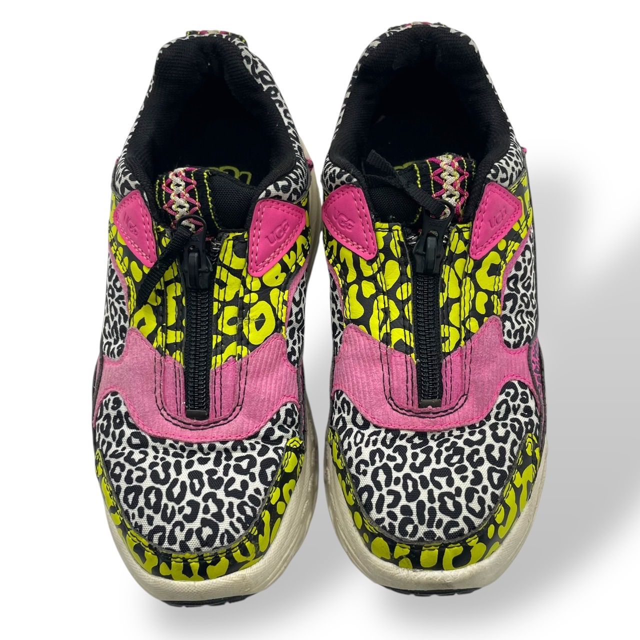 美品 UGG アグ スニーカー 厚底 CA805 Zip Safari レオパード 豹柄