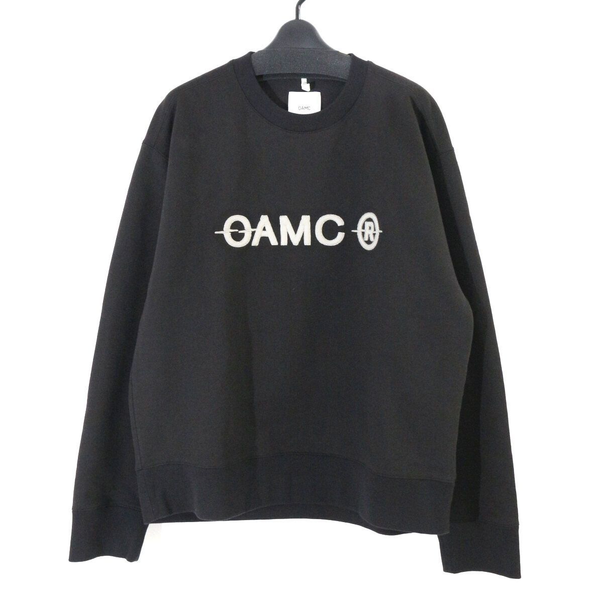 OAMC 21AW スウェット ブラック OAMC オーエーエムシー 21AW TILT CREWNECK SWEATSHIRT ロゴ刺繍クルー