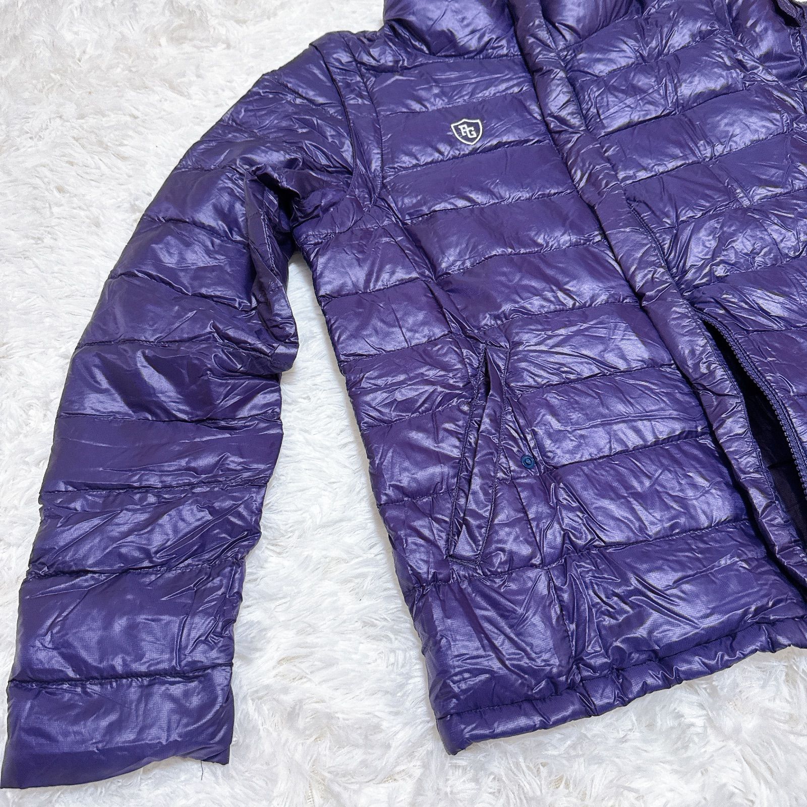 パーリーゲイツ ダウンジャケット 紫 パープル 軽量ダウン 収納袋付き