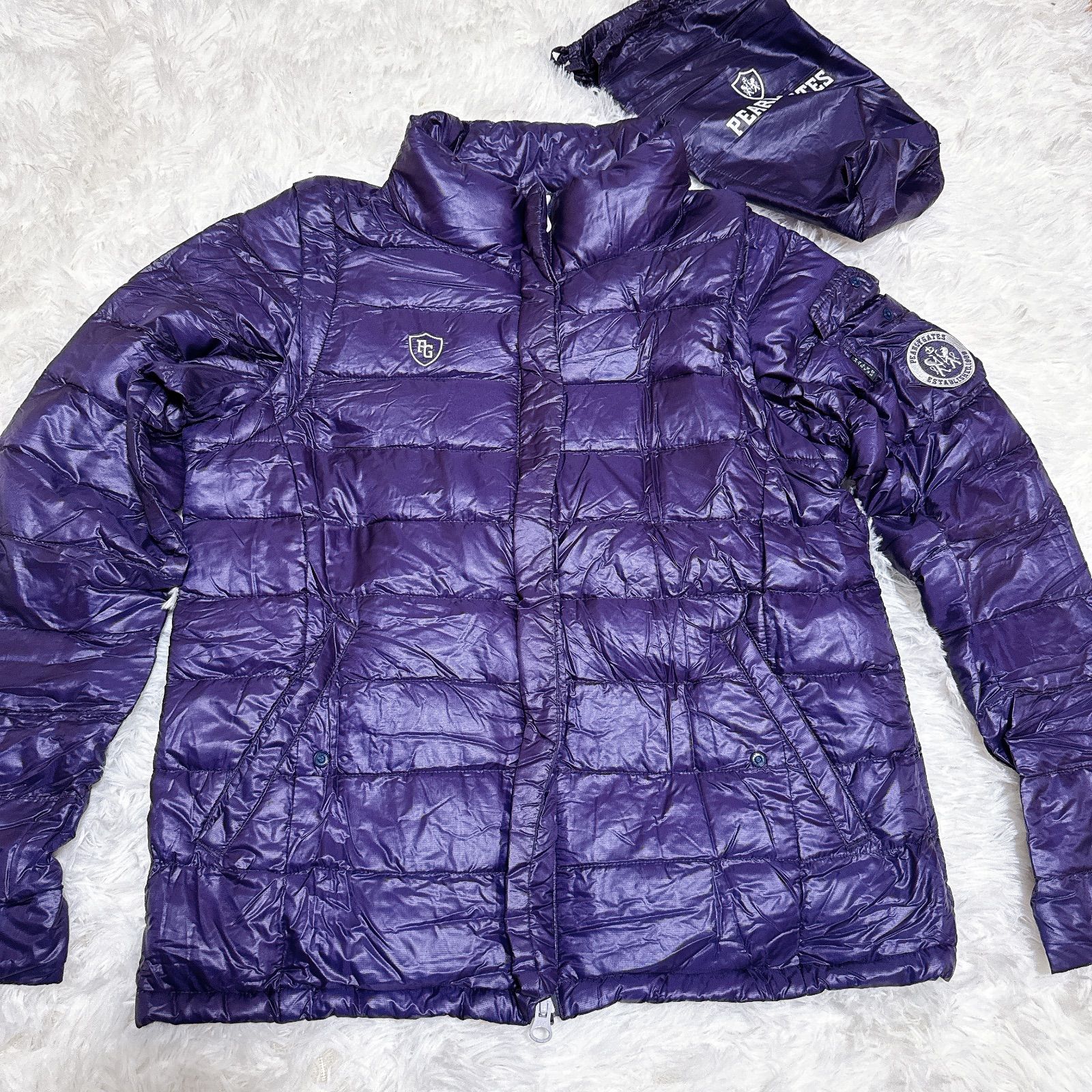 パーリーゲイツ ダウンジャケット 紫 パープル 軽量ダウン 収納袋付き