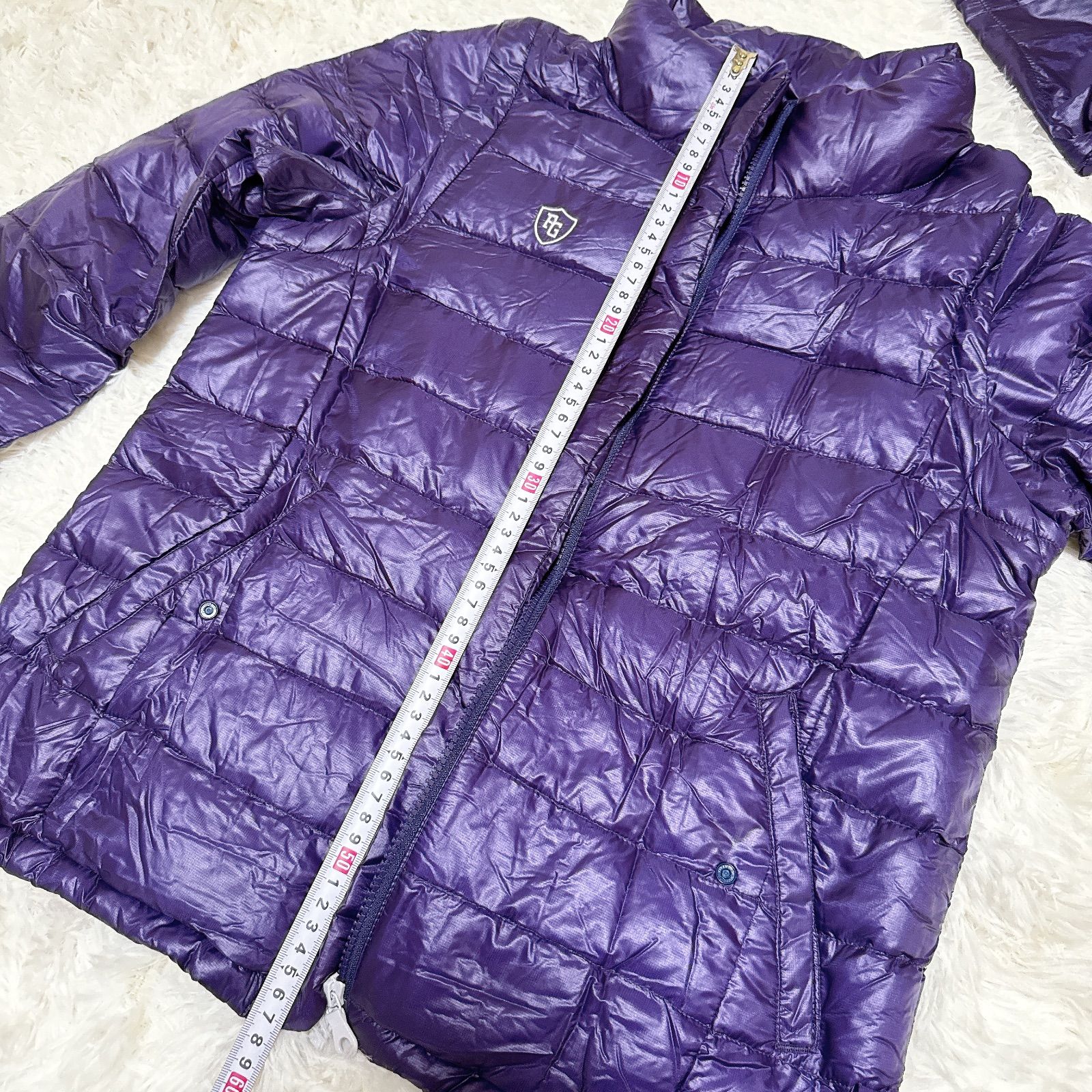 パーリーゲイツ ダウンジャケット 紫 パープル 軽量ダウン 収納袋付き