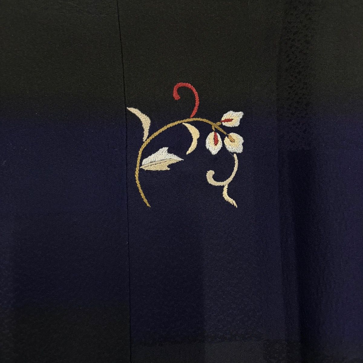 美品】 道行 身丈104cm 裄丈68.5cm L 和装コート 角衿 花唐草 段縞 
