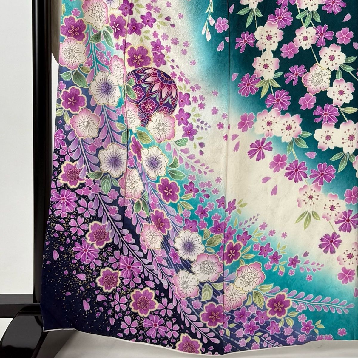 美品】 振袖 身丈156.5cm 裄丈67.5cm L 袷 手鞠 辻が花柄 金彩 ぼかし