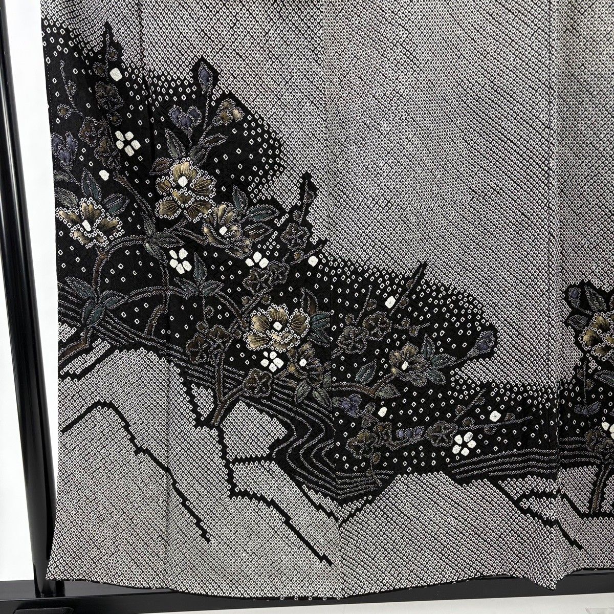 美品】 訪問着 身丈157cm 裄丈65cm M 袷 袋帯セット 草花 流水 総絞り