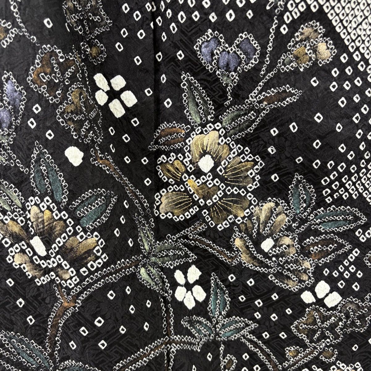 美品】 訪問着 身丈157cm 裄丈65cm M 袷 袋帯セット 草花 流水 総絞り