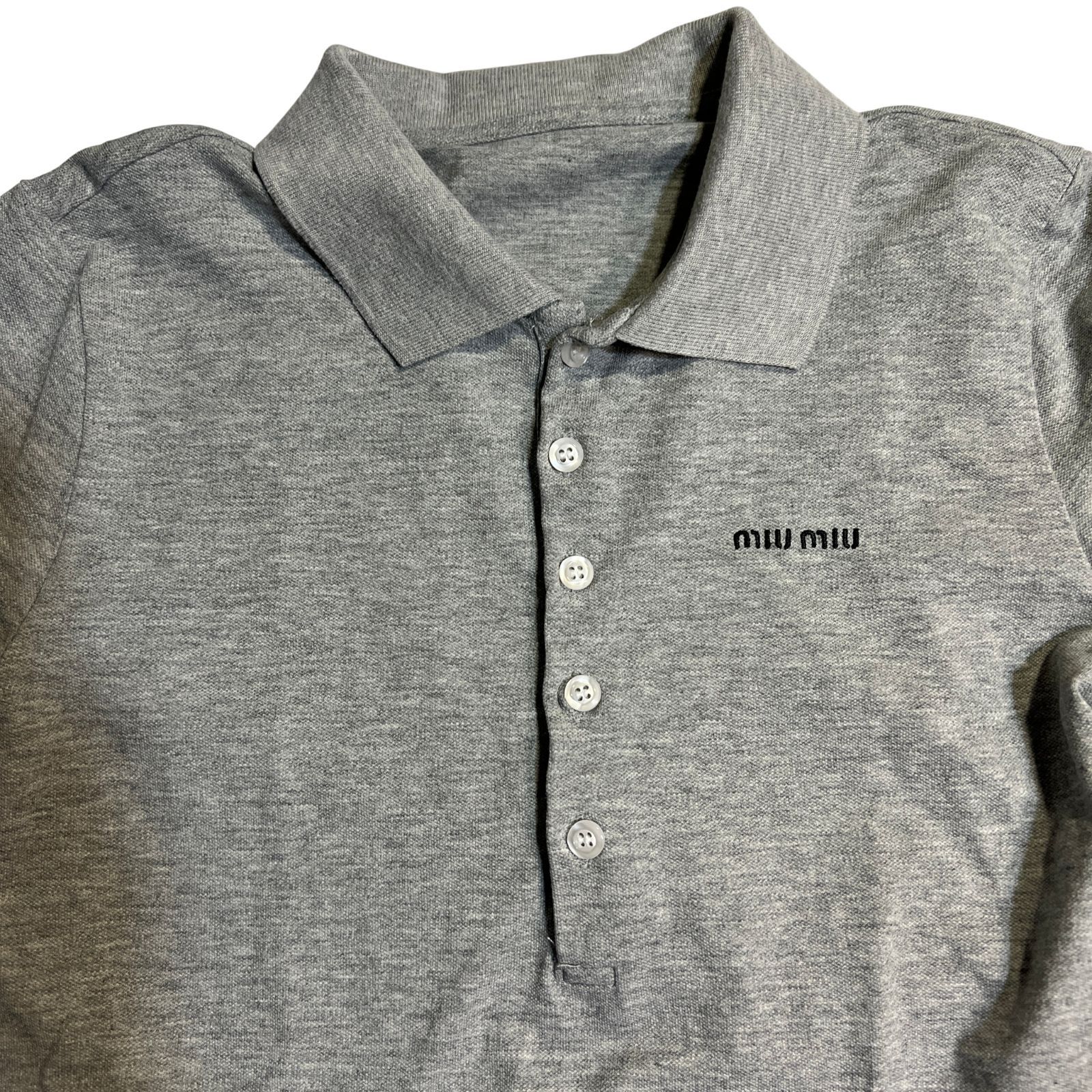 C421 MIU MIU ミュウミュウ ポロ シャツ 半袖 グレー シンプル ゴルフ