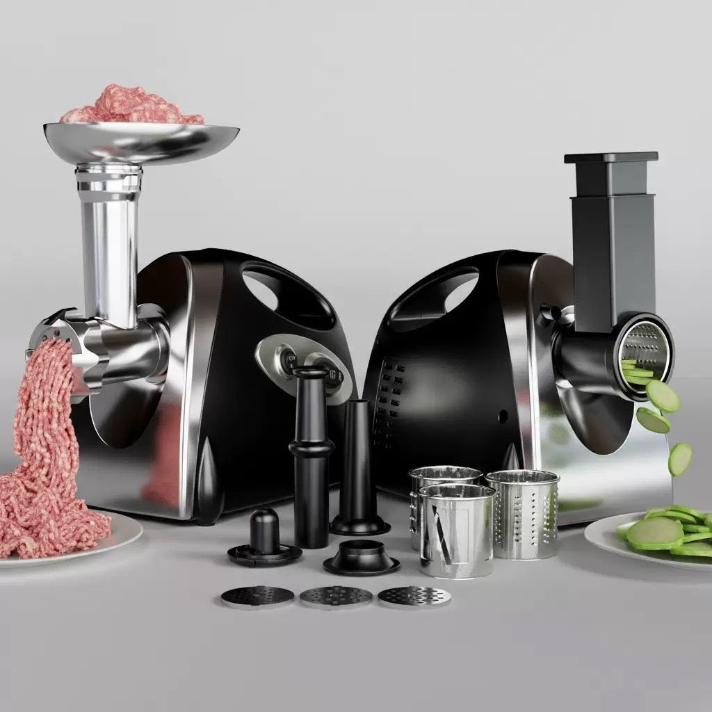 【新品同様ミキサー 】肉挽き機能付き ブラック シルバー 大好評☆電動 ミートチョッパー ミンチ機 ミキサー 業務用 卓上 肉