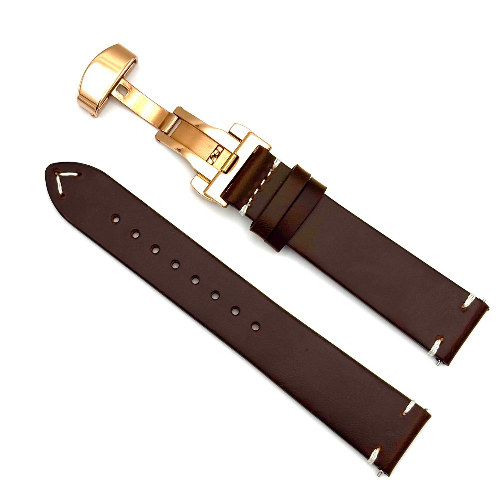 レザーベルト ダークブラウン ステンレスDバックル クイックリリース