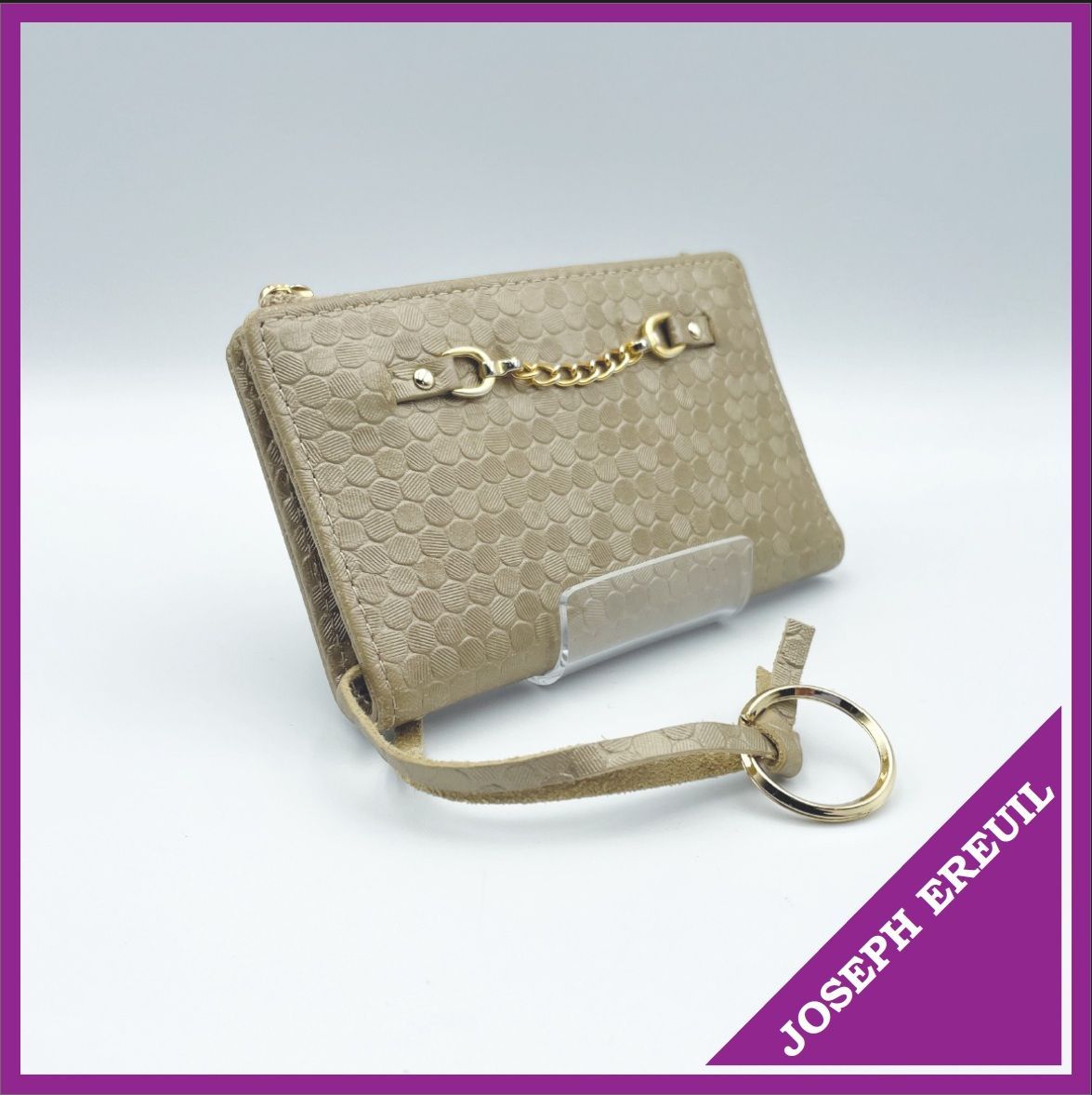✱JOSEPH EREUIL（ジョセフエロール）✱ 極美品 コインケース 小銭入れ キーリング付き カードケース ベージュ レザー調 ビット金具  レディース 財布 - メルカリ