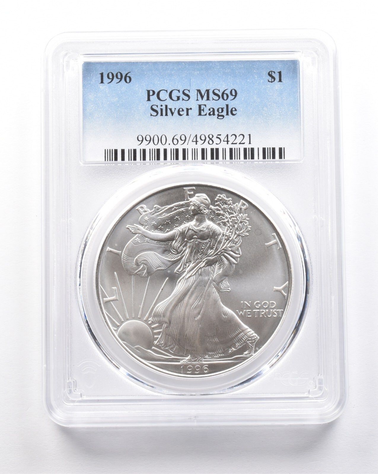 1996年 アメリカン シルバー イーグル MS69 PCGS ストラックスルー