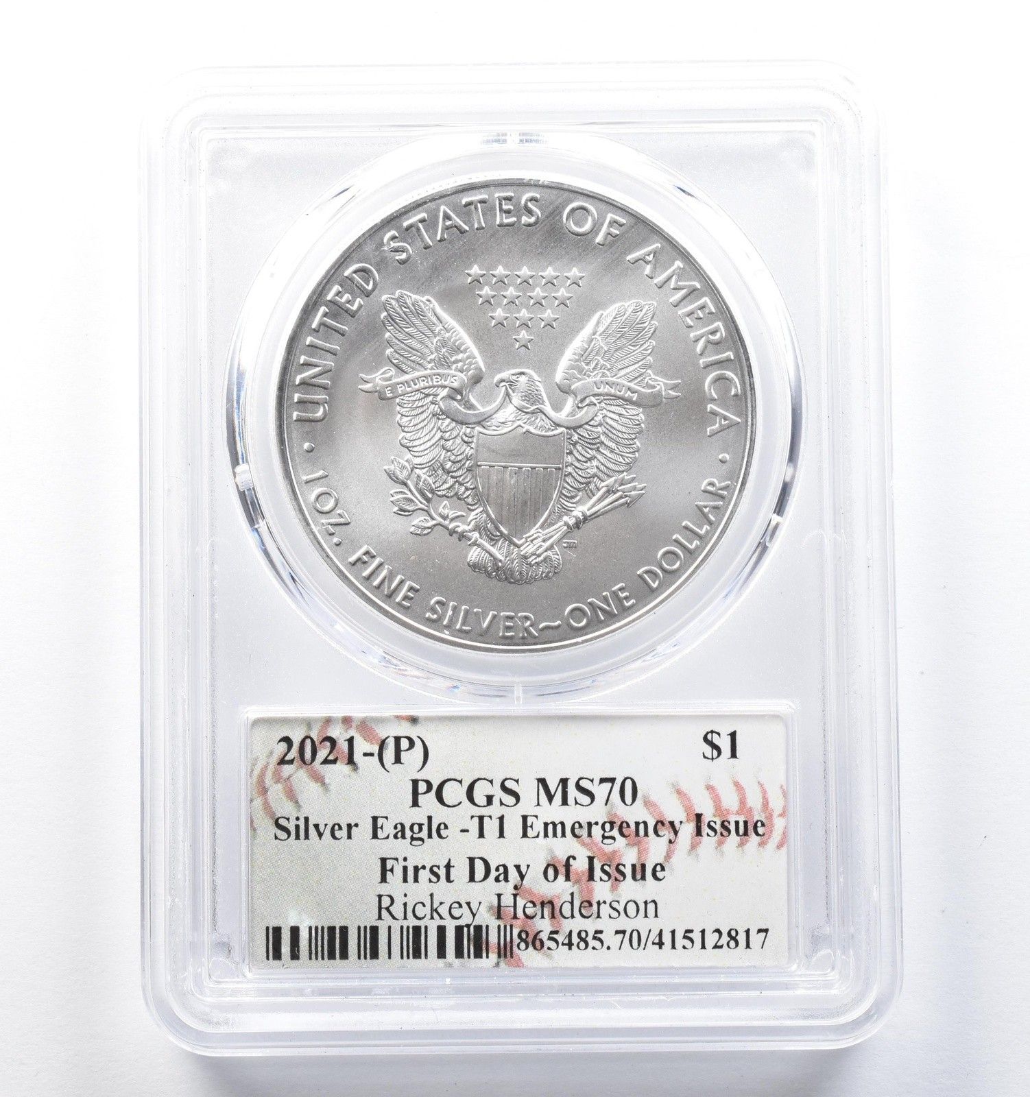 2021年 (P) アメリカン シルバー イーグル T1 ヘンダーソン発行 FDOI 2021年 (P) アメリカン シルバー イーグル T1 ヘンダーソン発行 FDOI