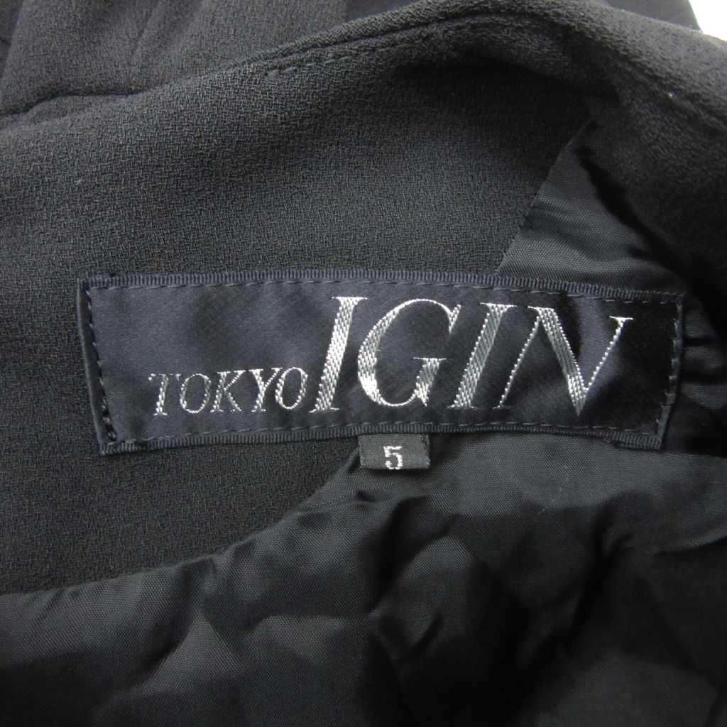 東京イギン TOKYO IGIN ブラックフォーマル ワンピース 5 黒 ブラック スクエアネック 長袖 パフスリーブ プリーツ ロング丈 58191-1 /YS5 ■GY61