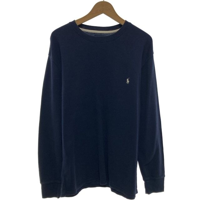 POLO RALPH LAUREN ロンT 長袖 トップス クルーネック サーマル ワッフル 無地 ワンポイント スモールポニー 刺しゅう オーバーサイズ 古着