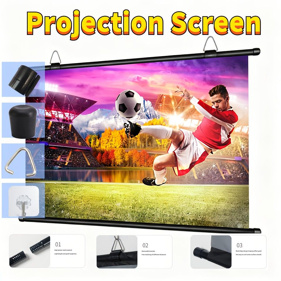 4K対応＆簡単設置】プロジェクタースクリーン 反射防止 折りたたみ 16