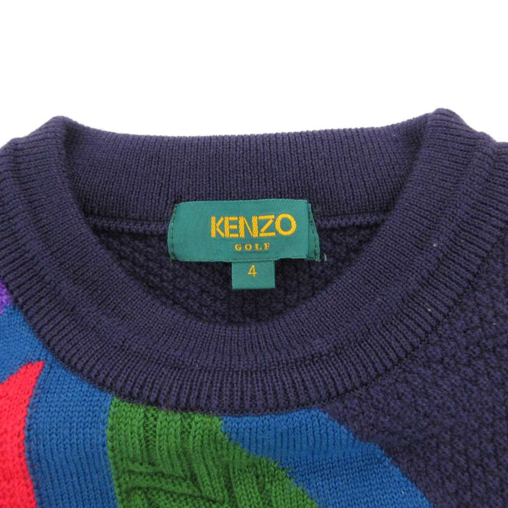 *12/1お値下げ*KENZO GOLF♡総柄ニット 即決 KENZO GOLF ケンゾー ウール ニット 総柄 1 S〜M 美品 オレンジ系