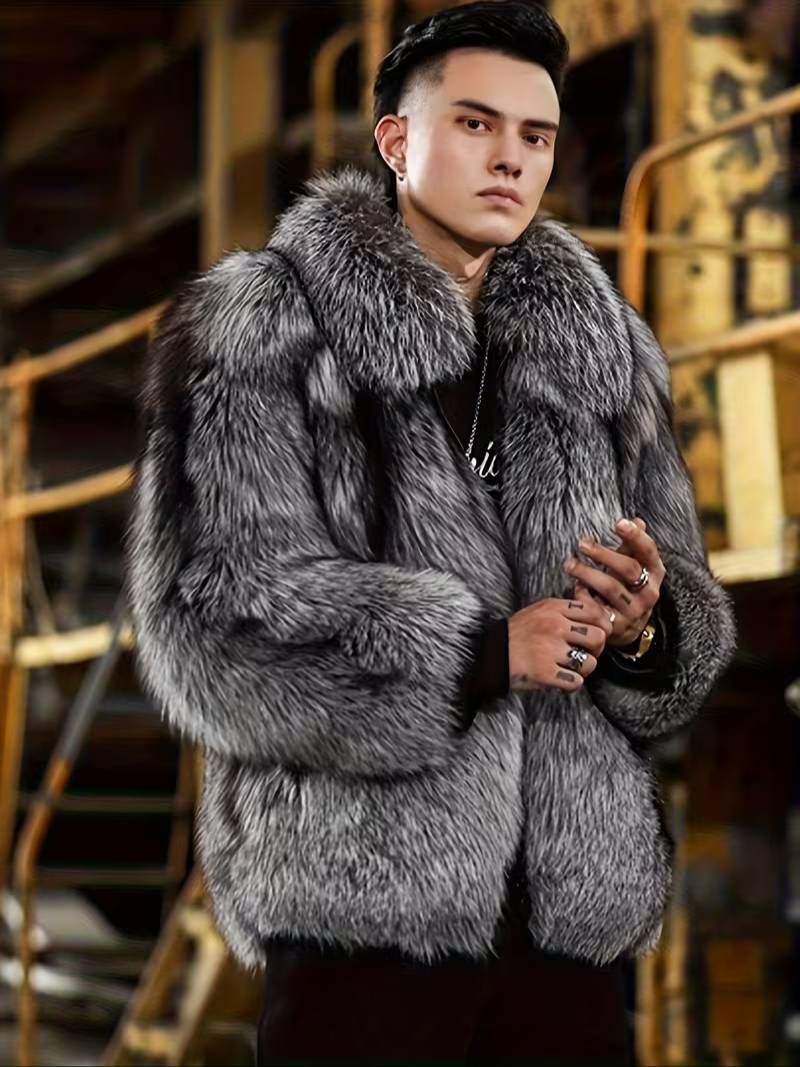 ショート丈 ファージャケット グレー 054 タイト 細身サイズ 服