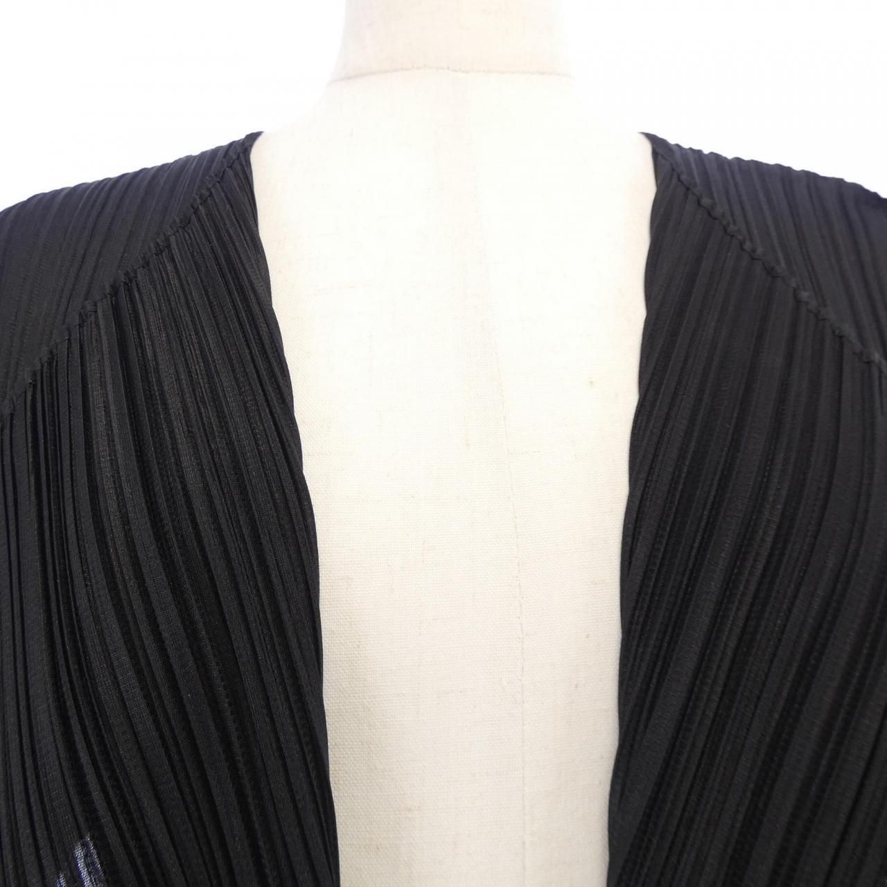 PLEATS PLEASE ブラックプリーツロングカーディガン サイズ4 PLEATS