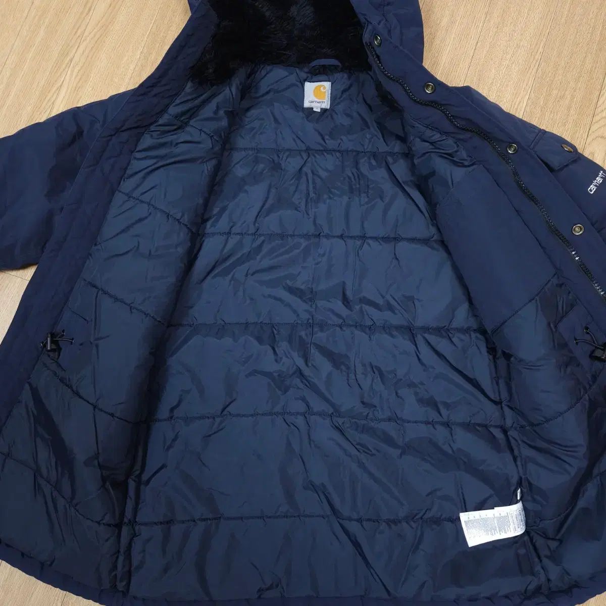 Carhartt カーハート ネイビー フード 取り外し ダウン アウター S