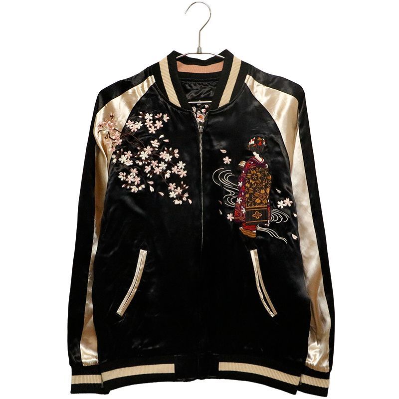 古都古都 ことこと 舞妓 × 桜 柄 刺繍 リバ－シブル スカジャン