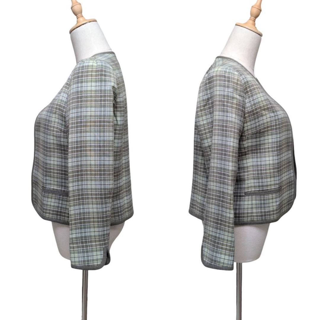 jun ashida ジュンアシダ【11】ノーカラージャケット チェック ラメ