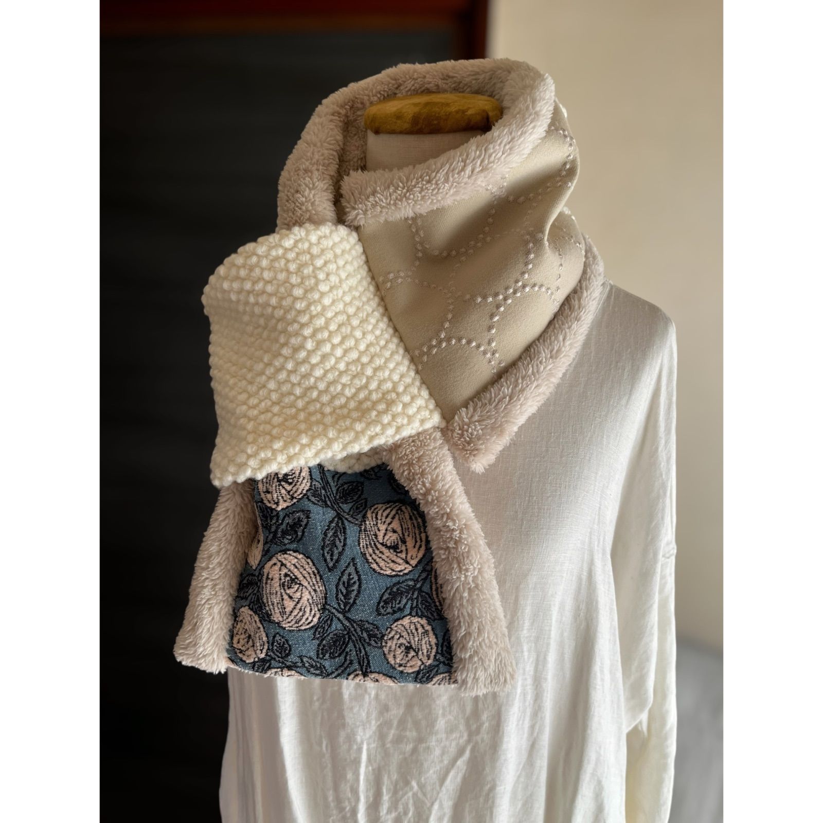 【マフラータイプ】celebrate・dop tambourine ミナ生地使用 マフラータイプ】rosy・dop tambourine のネックウォーマー ミナ