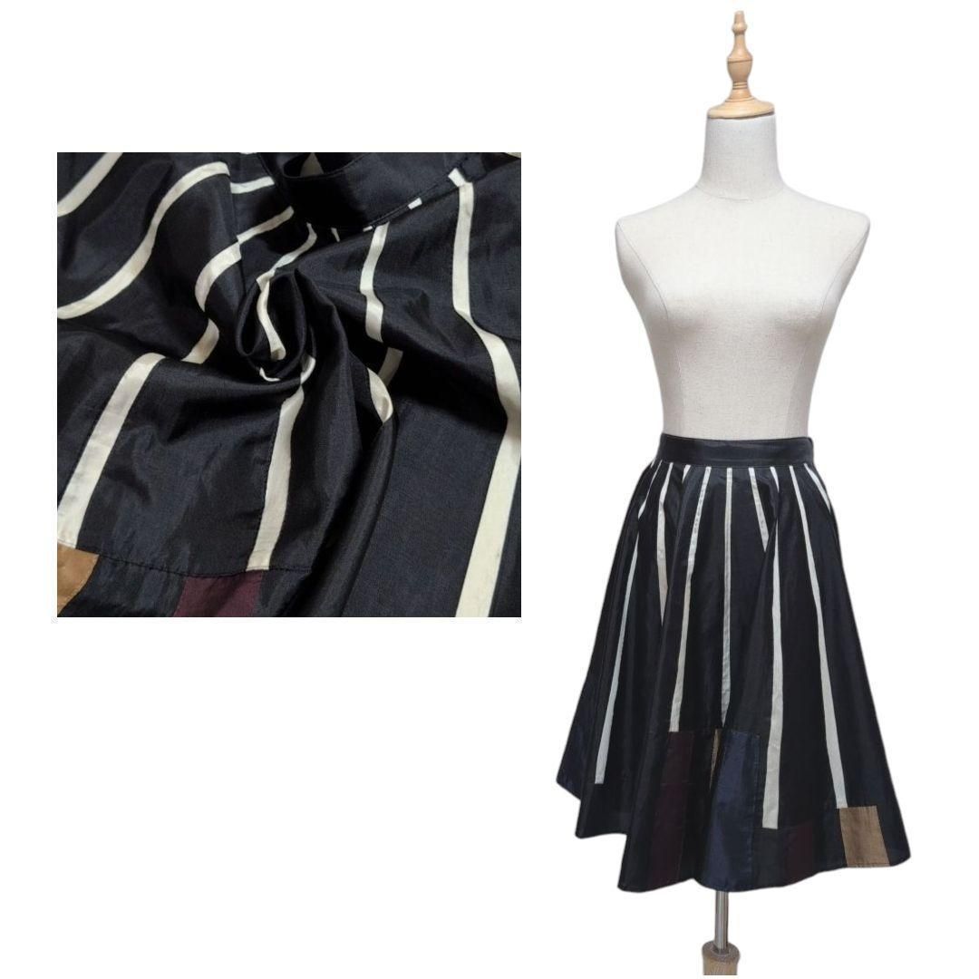 Paul Smith BLACK【40】ロングスカート ストライプ 黒 フレア - メルカリ