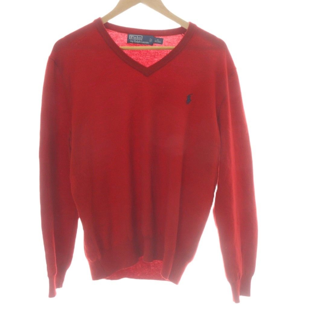 【美品✨】ポロバイラルフローレン　Vネックセーター　赤ポニー刺繍　ウール100% ポロ バイ ラルフローレン Polo by Ralph Lauren Vネックセーター
