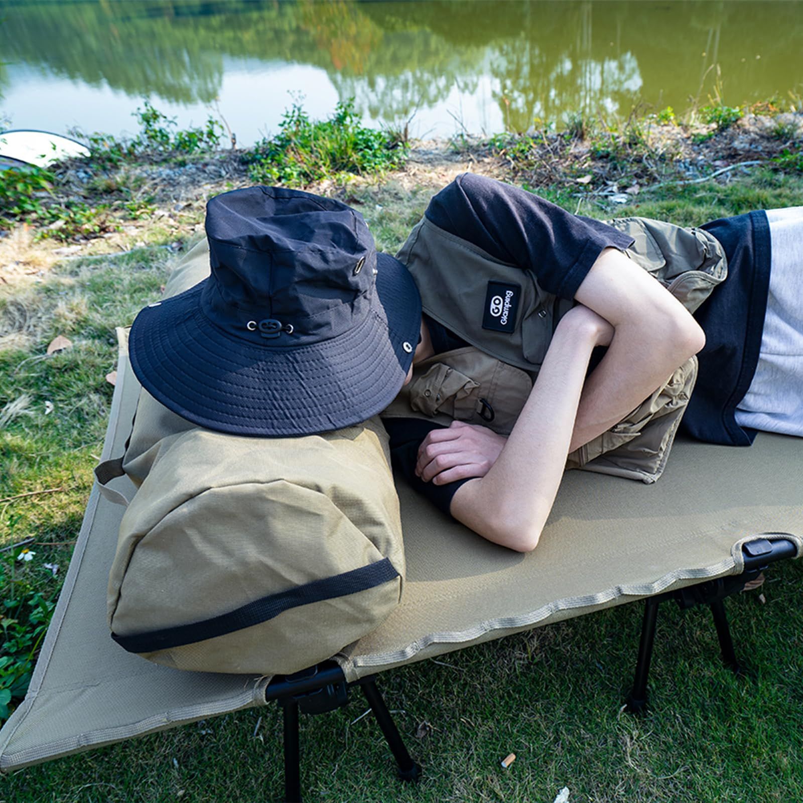 GOGlamping YUMEMI 2 WAYコット キャンプ コット 折り畳みベッド 高強度1000 Dオックスフォード ハイ ロー切替 静音 折りたたみベッド 耐荷重約150 kg 安定感 テントコット アウトドア用 防災 自宅用 会社用 収納バッグ付