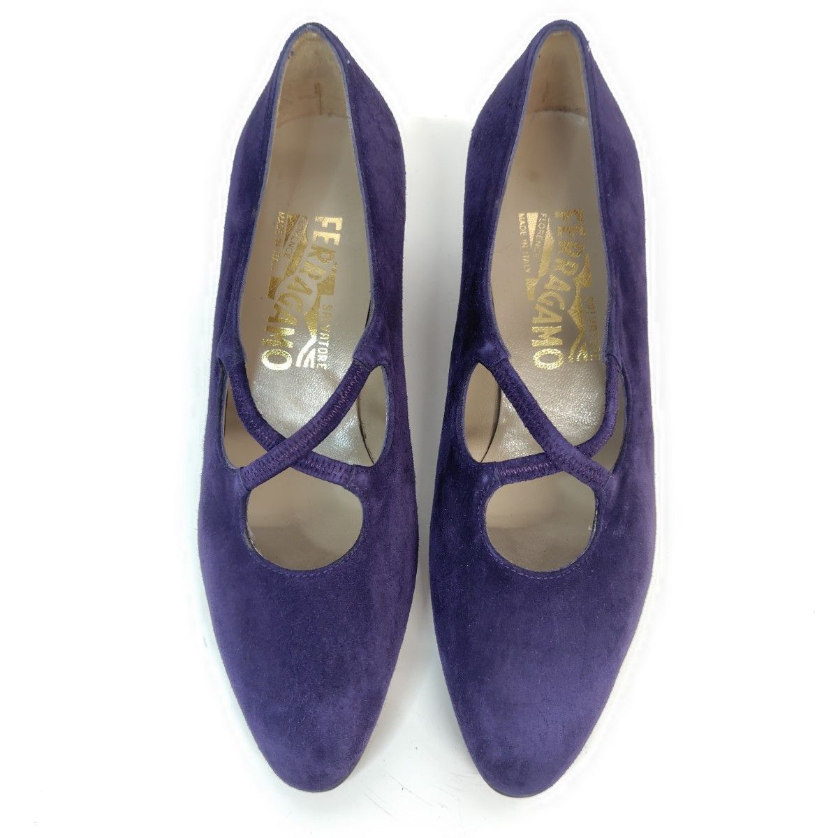 新品未使用★Ferragamo フェラガモ パンプス パープル ☆ほぼ未使用☆Ferragamo フェラガモ パンプス 4.5D クロスストラップ