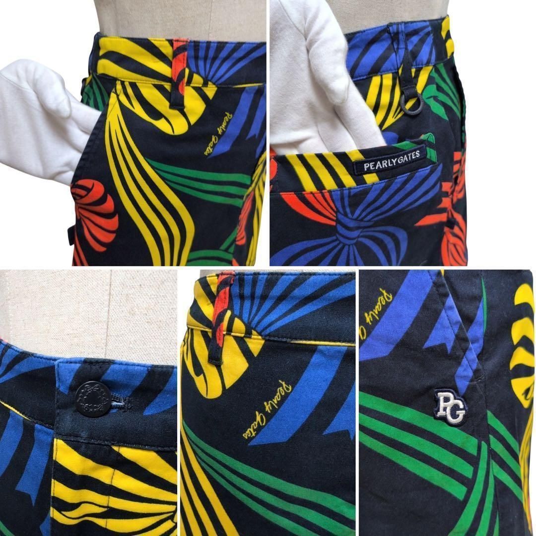 PEARLY GATES パーリーゲイツ【1】ゴルフスカート リボン柄 紺 M
