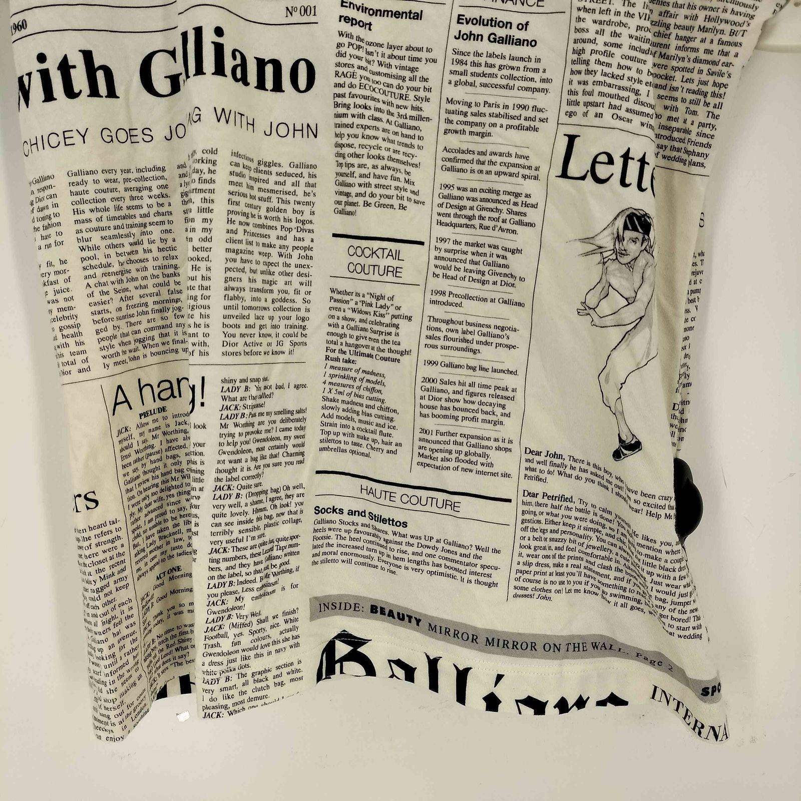 ジョンガリアーノ JOHN GALLIANO News Paper print T-shirt メンズ