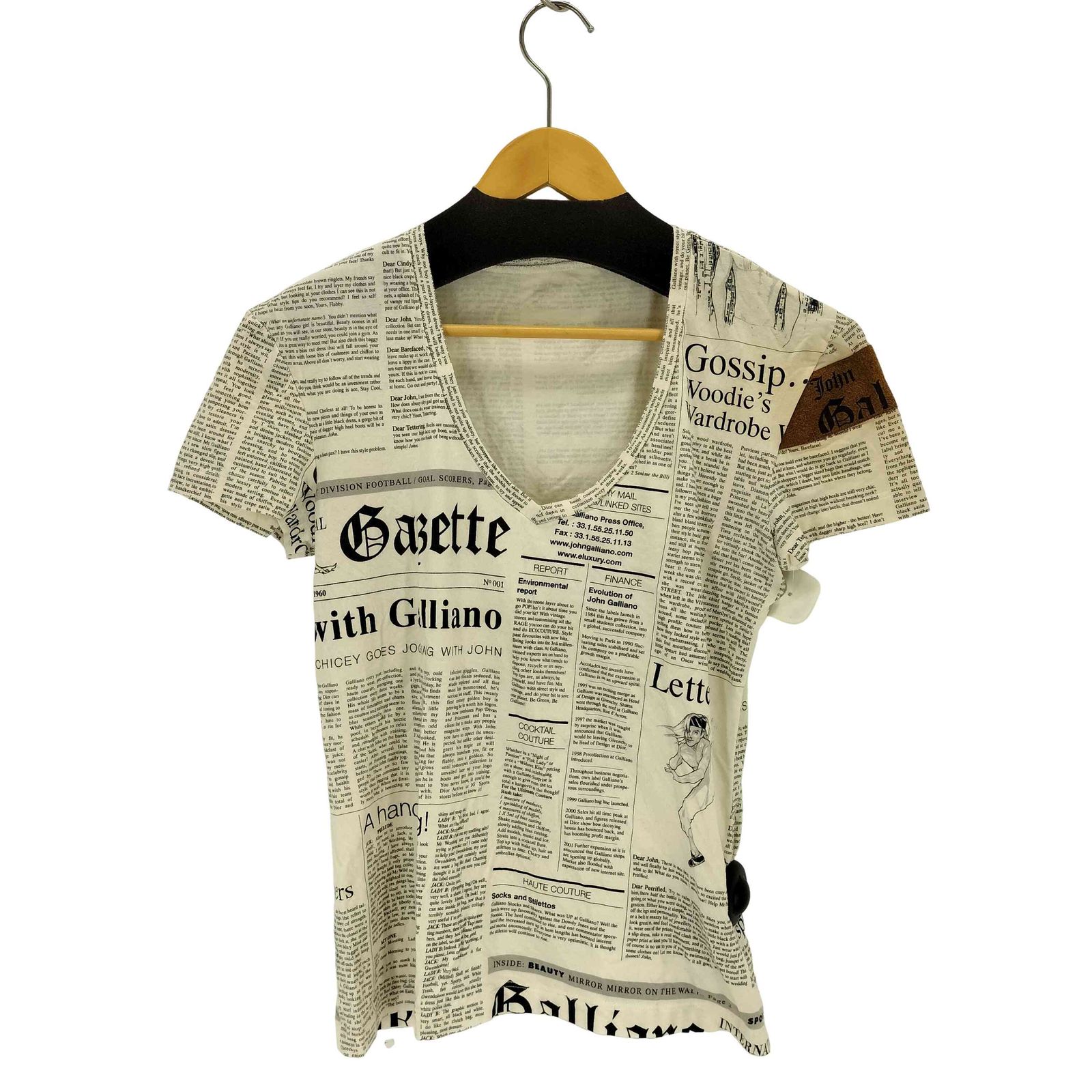 トップス John Galliano Archive News Paper T-shirt ジョンガリアーノ JOHN GALLIANO News Paper print T-shirt メンズ