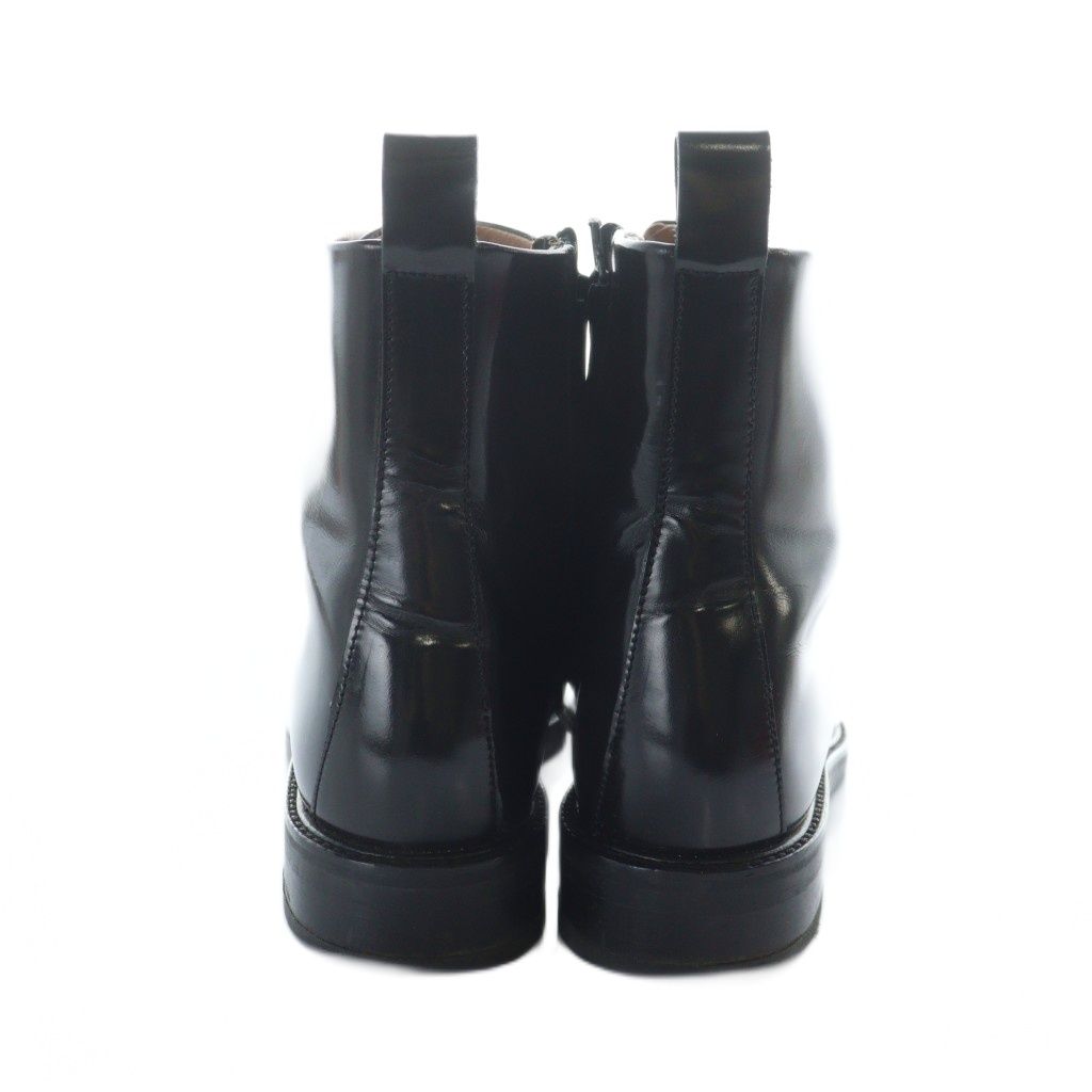 グッチ GUCCI ショートブーツ スクエアトゥ ロゴ レザー 36 23cm 黒