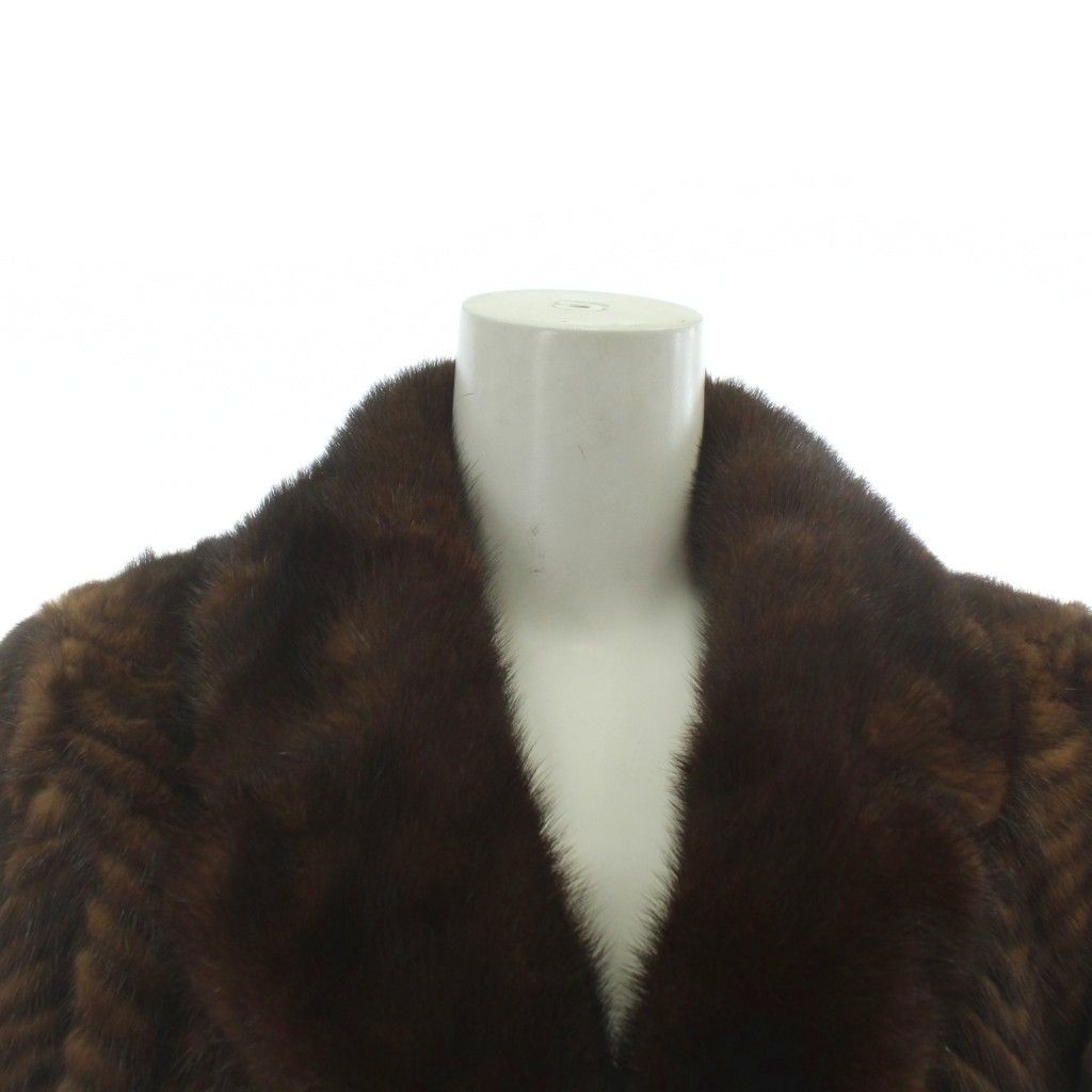 ノーブランド ファーコート アウター 毛皮 ミンク ミドル 11 L 茶色