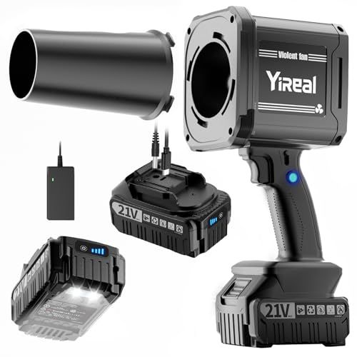 迅速に発送 YIREAL 2025改良強化版 洗車 ブロワー 強力 ブロアー 充電式 エアーブロアー 航空級モーター 無段階変速 600 g超強推力 80 m s 大風速 75 db超低騒音 LEDライト付き 3000 mAhバッテリ一 bec 637 cc