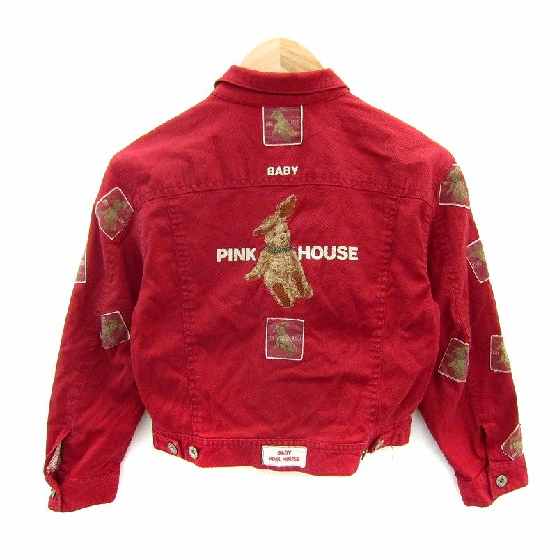 PINK HOUSE ウサギさん刺繍赤色 厚手デニムジャケット（中古、保管品） ベビーピンクハウス BABY PINK HOUSE Gジャン ジージャン デニム