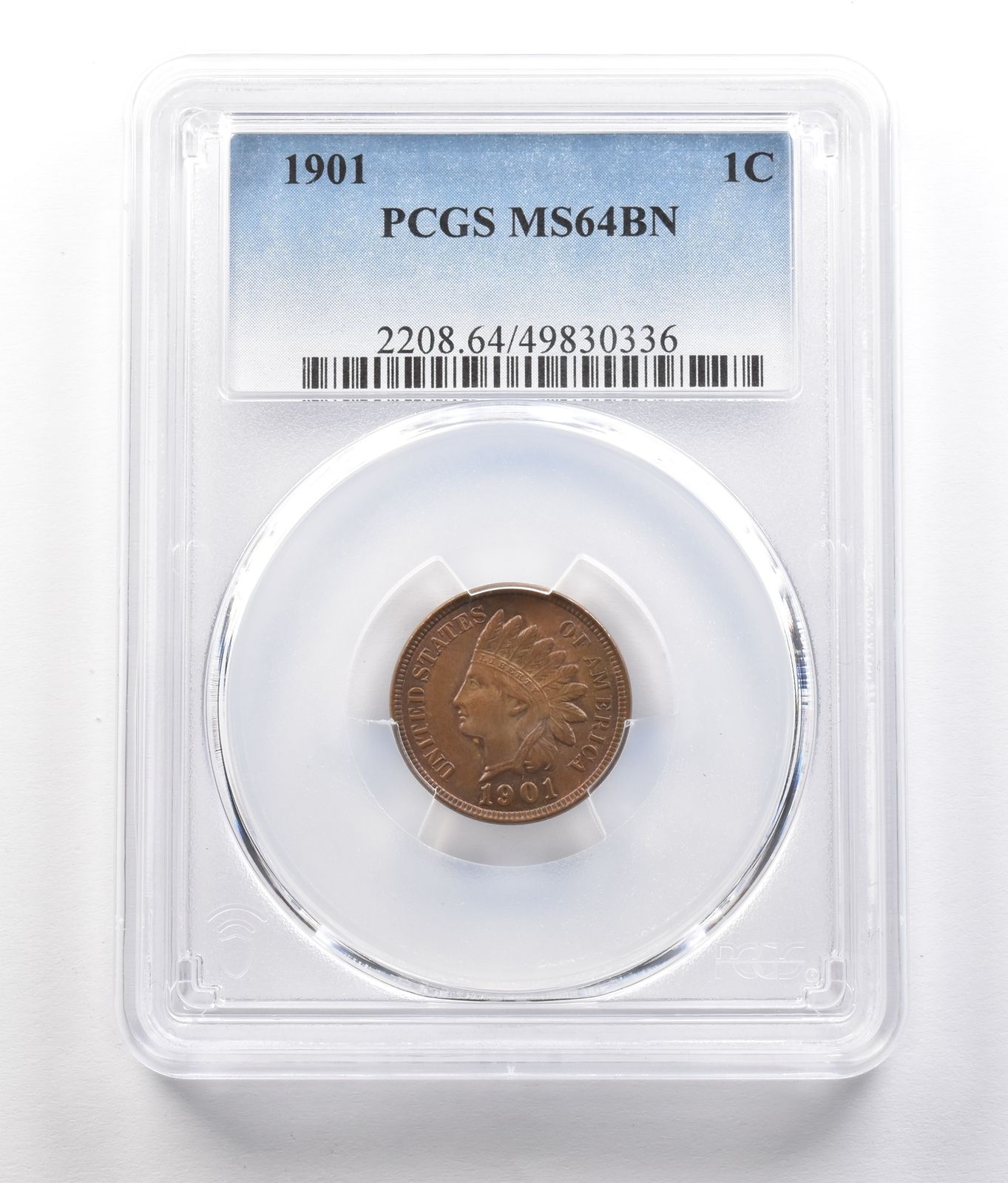 1898年 インディアンヘッドセント PCGS認定 レインボートーン 1898年